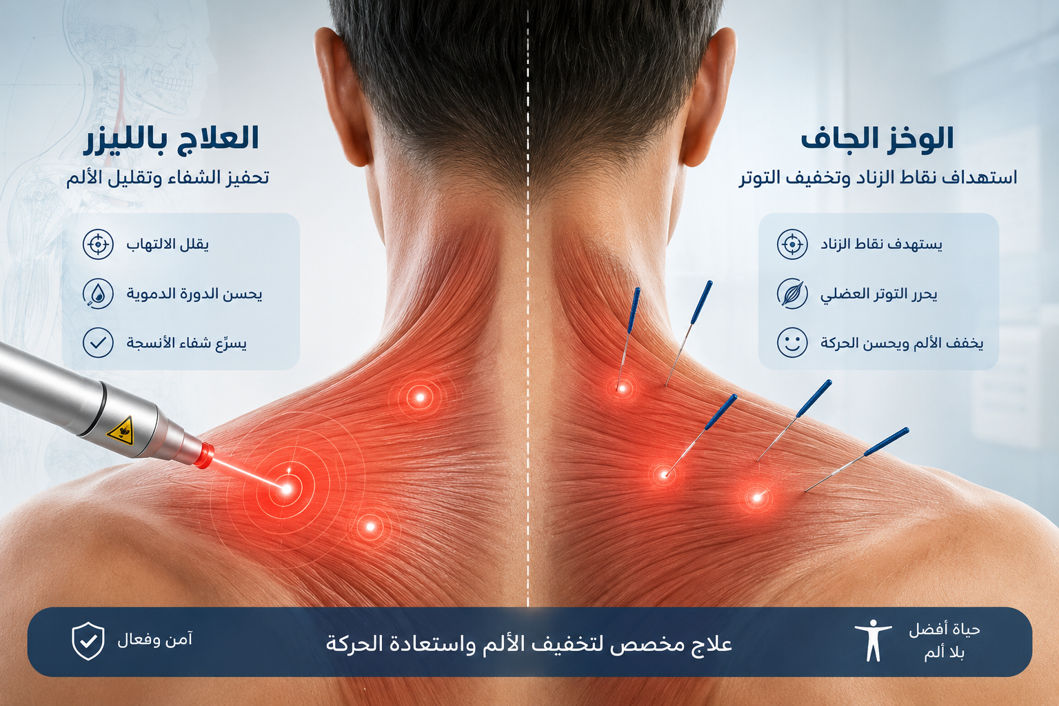أمل جديد لمرضى آلام الرقبة المزمنة: مقارنة فعالية الوخز بالإبر الجافة والليزر منخفض المستوى