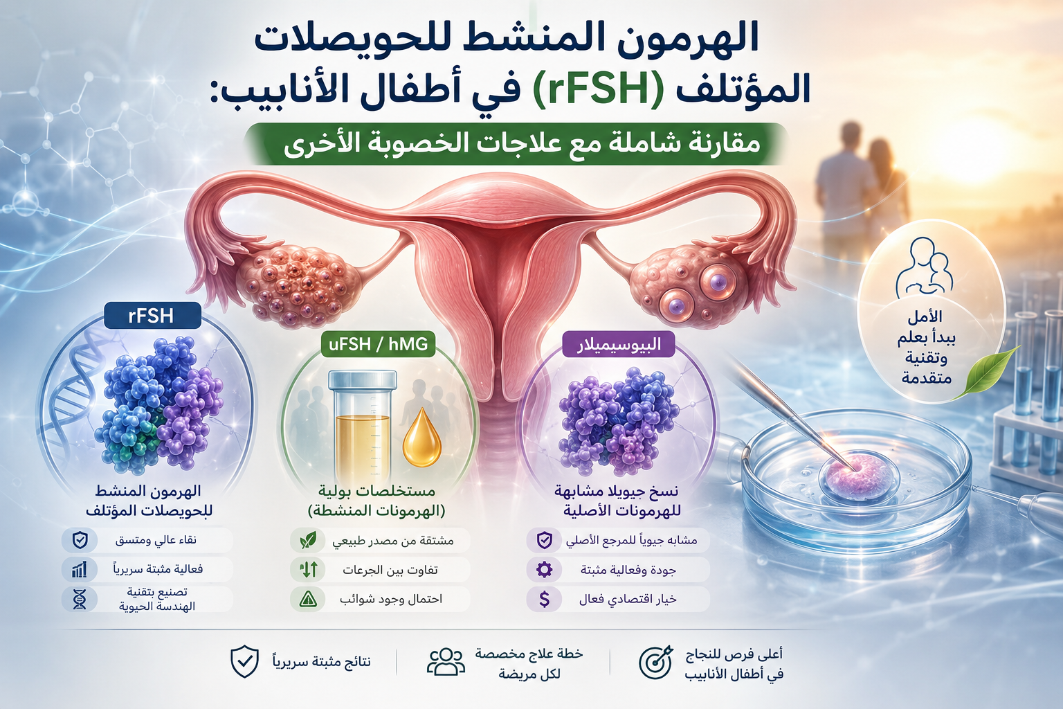 الهرمون المنشط للحويصلات المؤتلف (rFSH) في أطفال الأنابيب: مقارنة شاملة مع علاجات الخصوبة الأخرى
