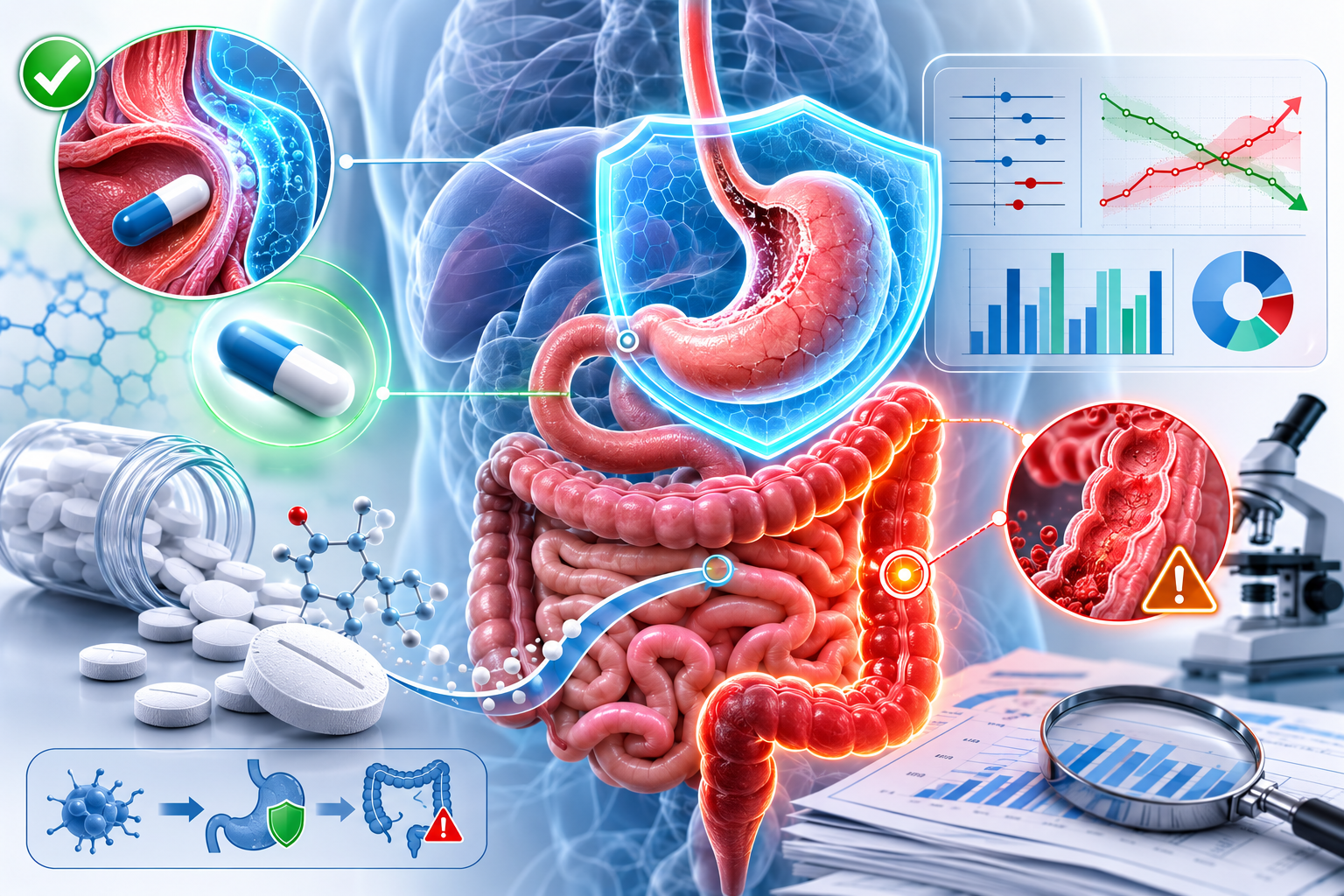 الأسبرين ومضادات الحموضة (PPIs): حماية علوية ومخاطر سفلية محتملة - دراسة شاملة